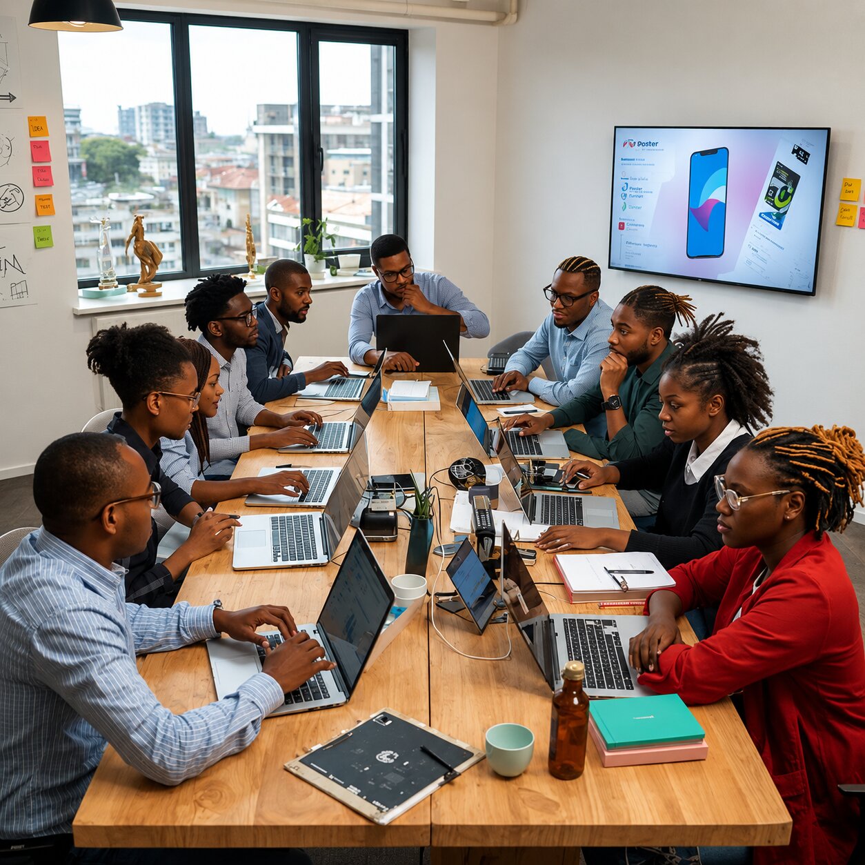 African business team in strategy meeting